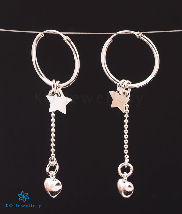 The Heart & Star Silver Hoops