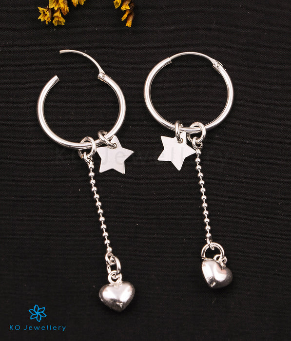 The Heart & Star Silver Hoops