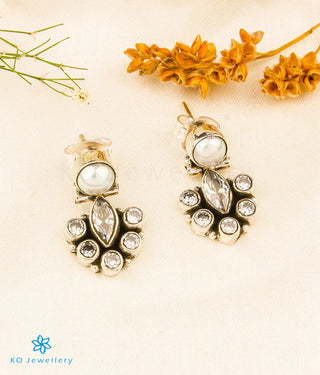 The Rasika Silver Gemstone Earrings (White)