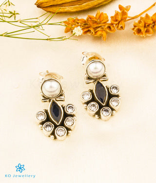 The Rasika Silver Gemstone Earrings (Blue)