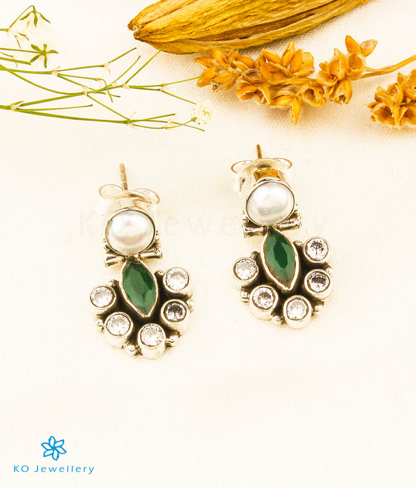 The Rasika Silver Gemstone Earrings (Green)