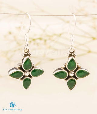 The Sarva Silver Gemstone Earrings (Green)