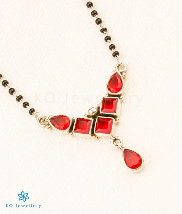 The Charit Silver Mangalsutra (Single Layer/Red)