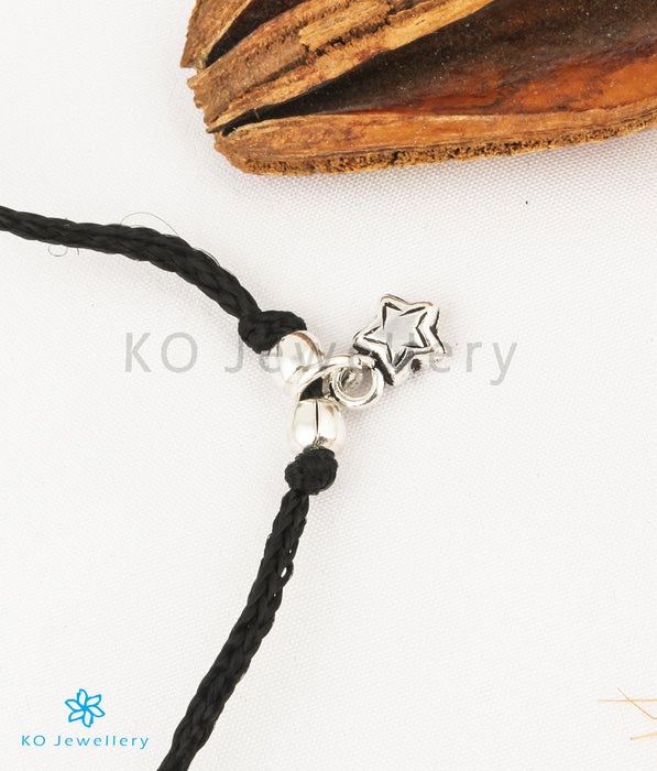 The Star Silver Black Thread Anklets — KO Jewellery