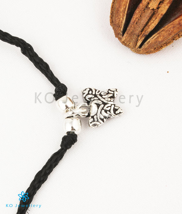 The Butterfly Silver Black Thread Anklets