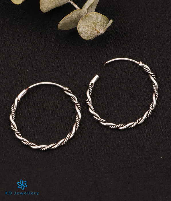 The Braid Silver Hoops (Oxidised/Medium)