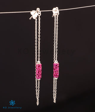 The Pink Glitter Silver Drop Earrings