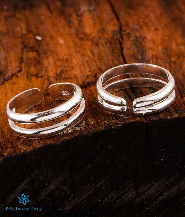 The 2 Bands Pure Silver Toe-Rings
