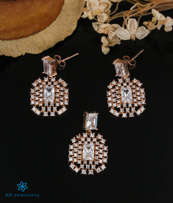 The Squared Silver Rosegold Pendant Set
