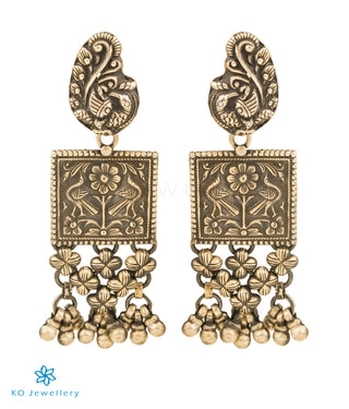 The Adhila Peacock Antique Silver Earrings