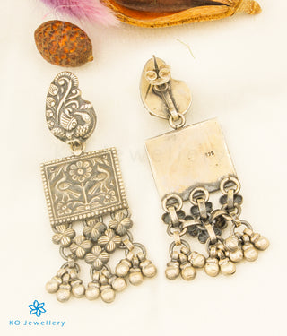 The Adhila Peacock Antique Silver Earrings