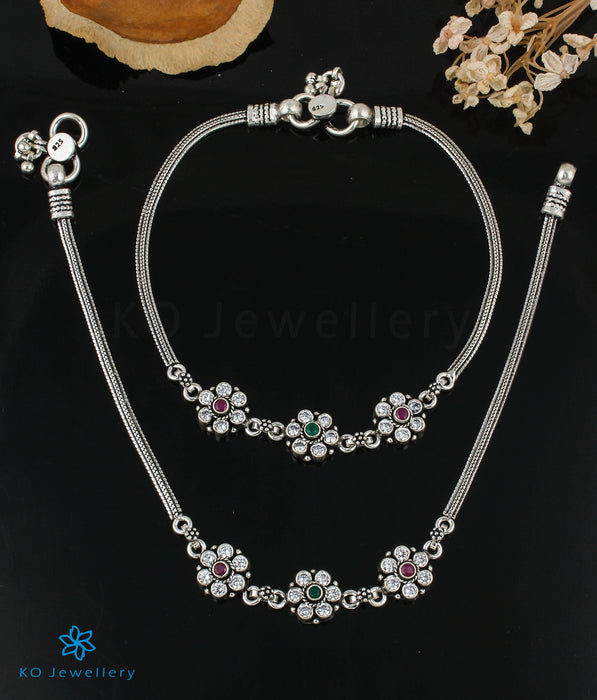 The Naman Silver Gemstone Anklets