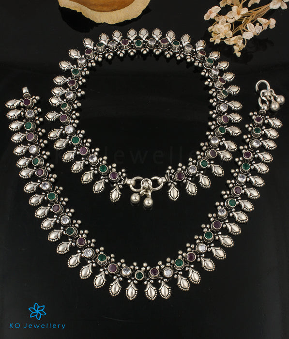The Harini Silver Gemstone Anklets