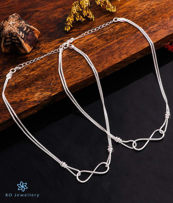 The Infinity Chain Silver Anklets