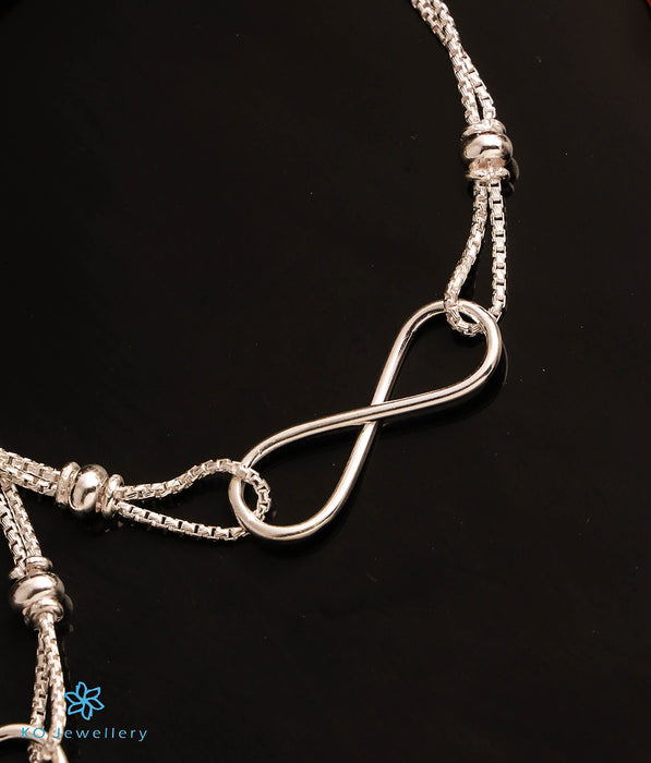The Infinity Chain Silver Anklets