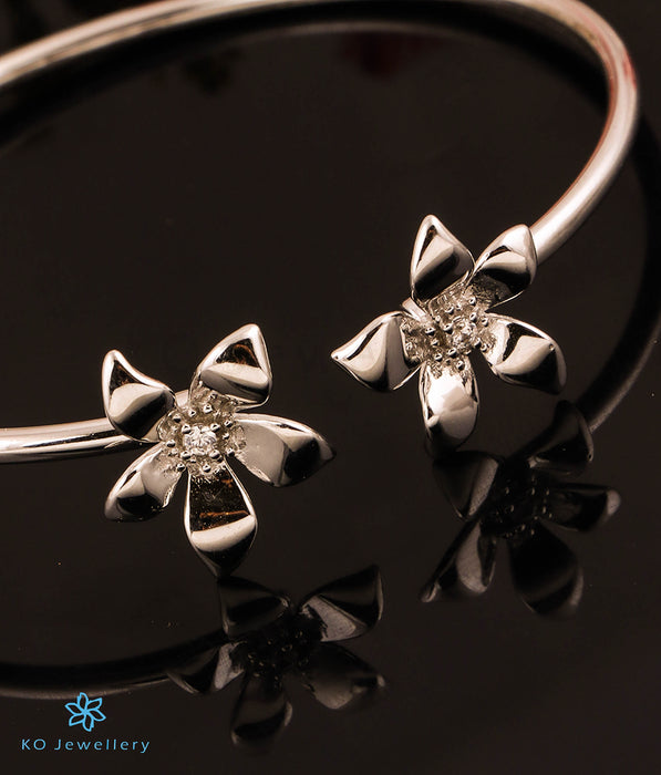 The Katy Floral Silver Open Bracelet
