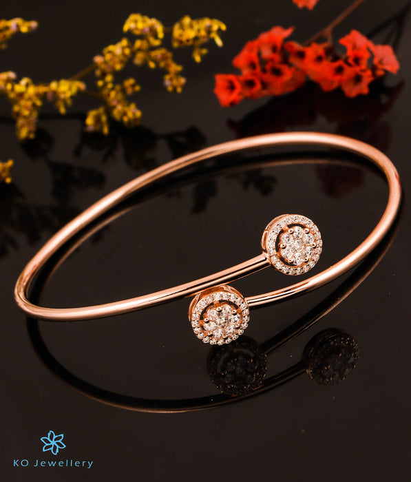 The Cluster Solitaire Silver Rosegold Open Bracelet