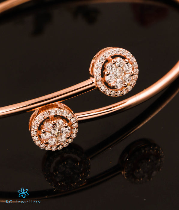 The Cluster Solitaire Silver Rosegold Open Bracelet
