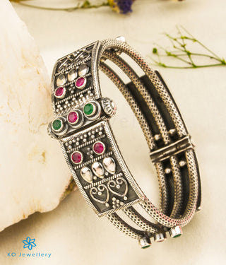 The Dhristi Silver Antique Kada/Bracelet (Size 2.3)