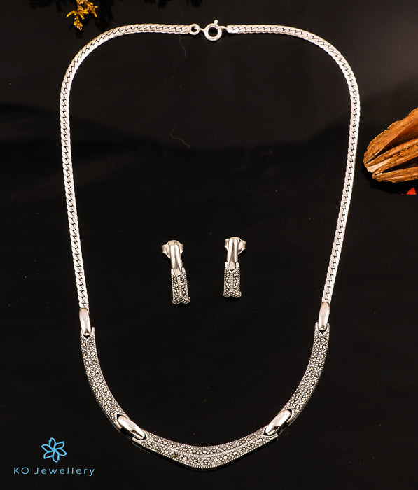 The Classic Cocktail Silver Marcasite Necklace & Earrings