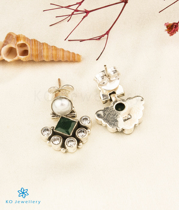 The Naz Silver Gemstone Earrings (Green)
