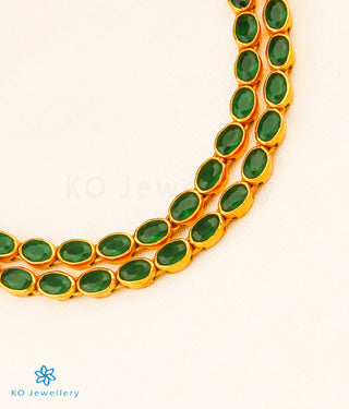 The Abhra Silver Layered Necklace (Green)