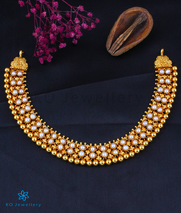 The Adhanika Antique Silver Pearl Necklace
