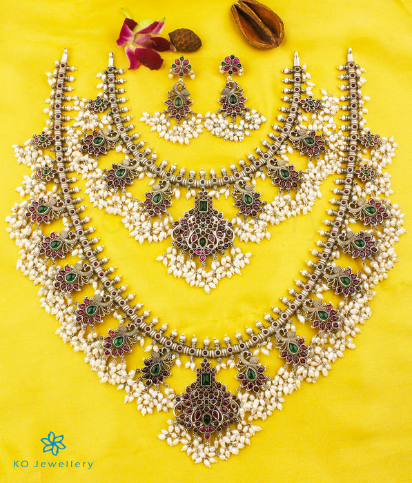 The Rachana Silver Guttapusalu Necklace Set Of 2 (Oxidised)