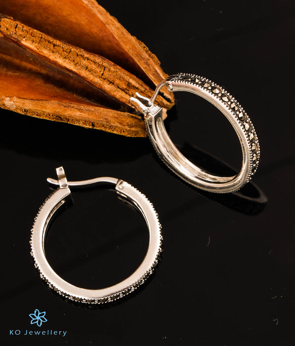 The Bejewelled Silver Marcasite  Hoop Earrings
