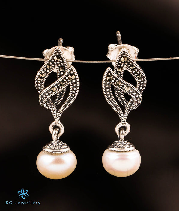 The Pearl Allure Silver Marcasite Earrings