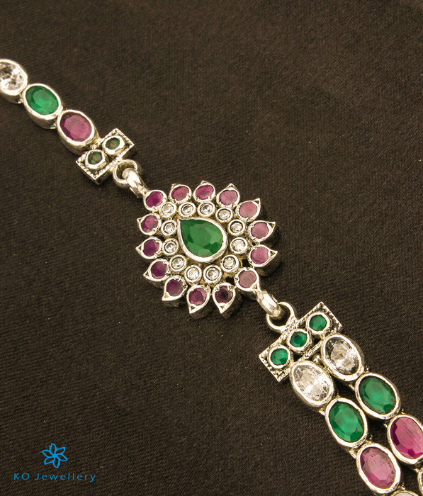 The Riddhima Silver Navratna Two Layer Necklace