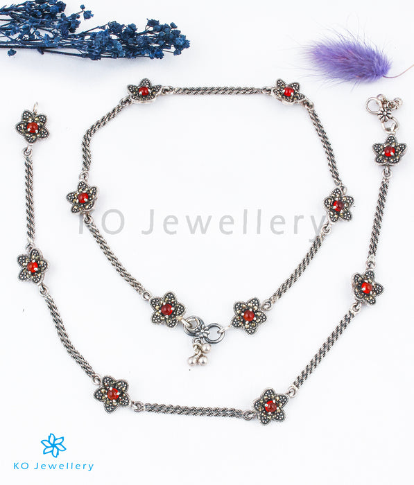 The Peony Silver Marcasite Anklets
