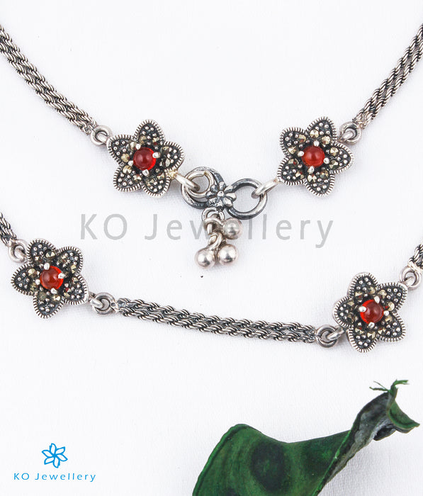 The Peony Silver Marcasite Anklets