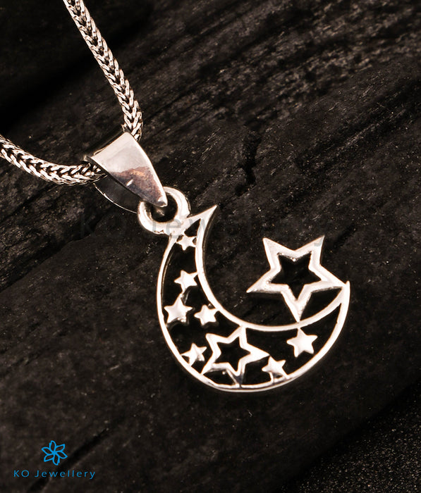 The Moon & Stars Silver Pendant