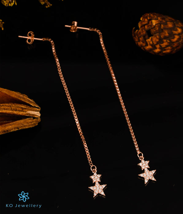 The Starry Shoulder Duster Rosegold Silver Earrings