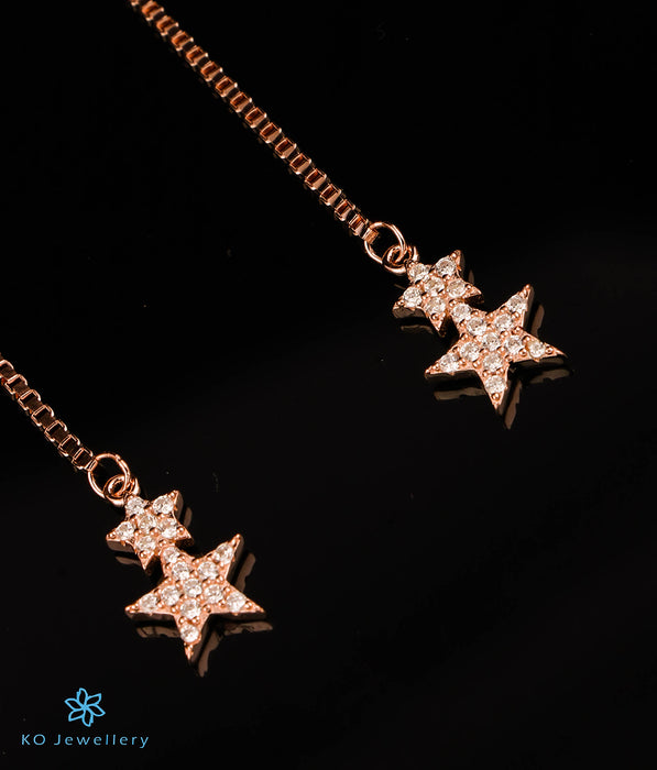 The Starry Shoulder Duster Rosegold Silver Earrings