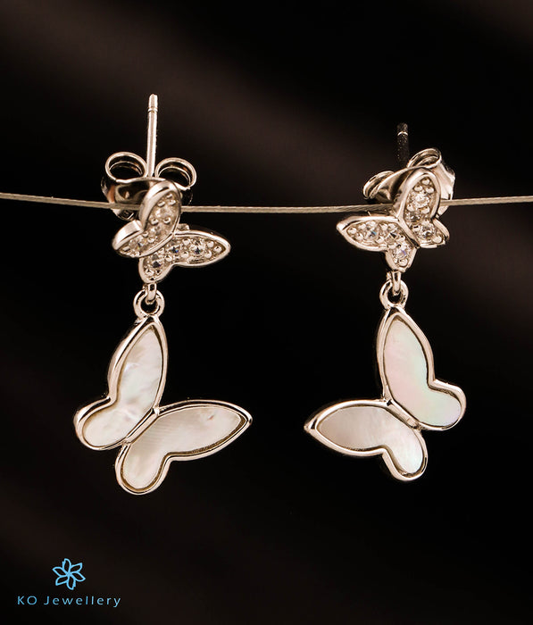 The Paired Butterfly Silver Earrings