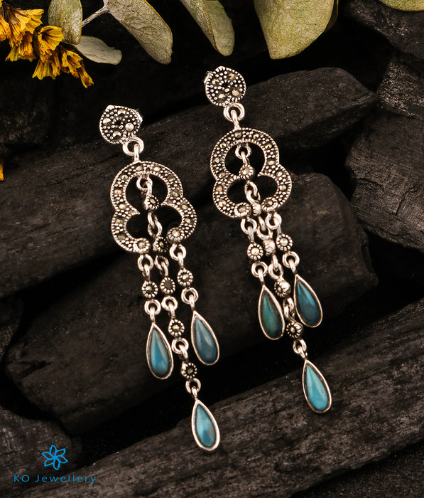 The Ava Silver Marcasite Earrings (Turquoise)