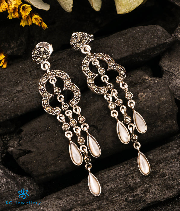 The Ava Silver Marcasite Earrings (White)