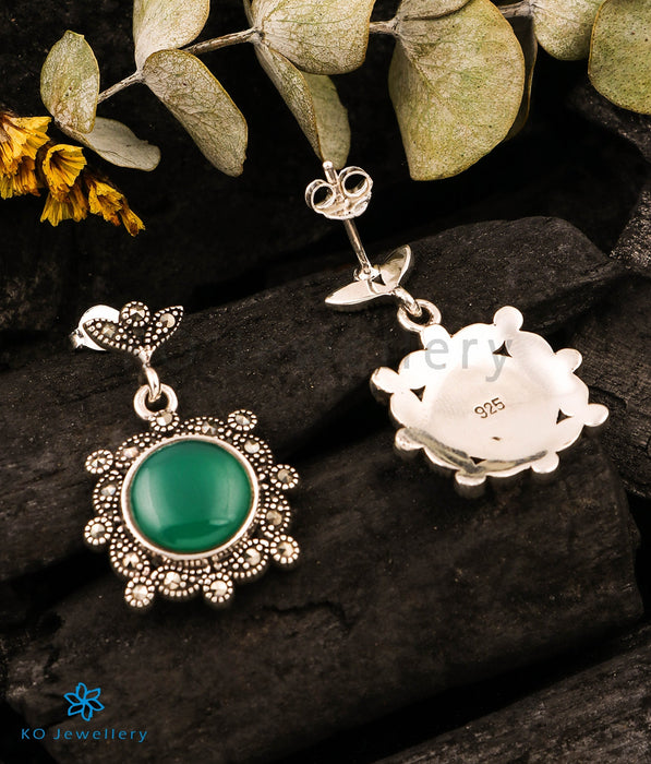 The Sashay Green Silver Marcasite Earrings