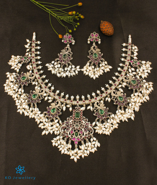 The Rachana Silver Guttapusalu Necklace (Oxidised/Short)