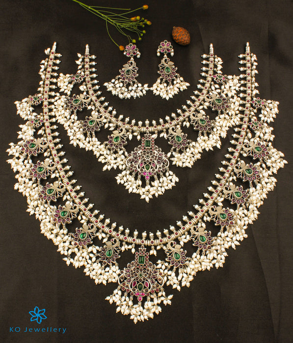 The Rachana Silver Guttapusalu Necklace Set Of 2 (Oxidised)