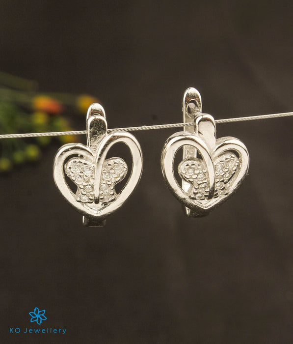 The Butterfly Heart Silver Hoop Earrings