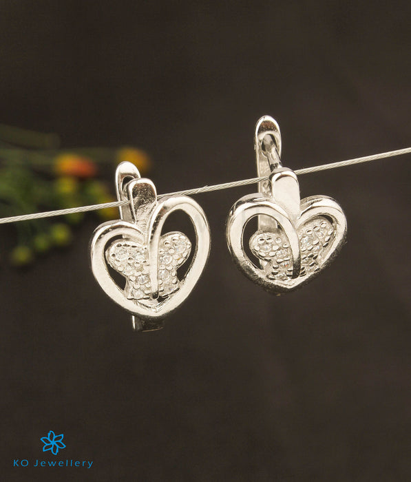 The Butterfly Heart Silver Hoop Earrings