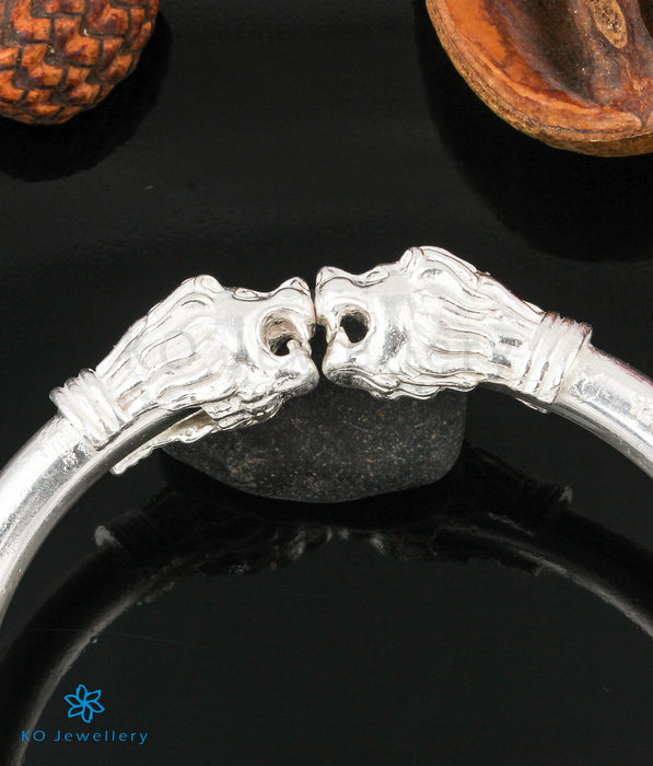 The Simha Mukha Silver Lion Bracelet (Size 2.8/2.10)