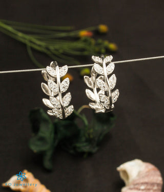 The Elsa Leaf Silver Hoop Earrings