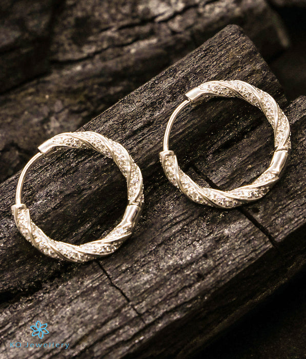 The Twist Sparkle Silver Hoops