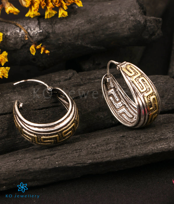 The Patterned Silver Hoops (2 tone)