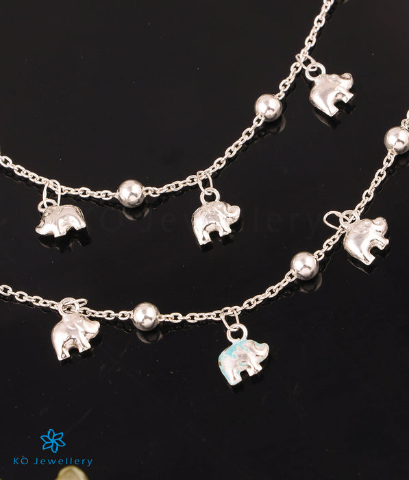 The Curvy Elephant Silver Anklets