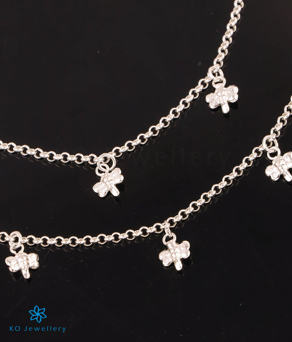The Flutter Butterfly Silver Anklets